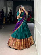 Lorenvalley Fashion Firozi Narayan Pet Silk Zari Weaving Work Lehenga Choli with Dupatta | Grocsy