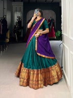 Lorenvalley Fashion Firozi Narayan Pet Silk Zari Weaving Work Lehenga Choli with Dupatta | Grocsy