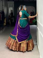 Lorenvalley Fashion Firozi Narayan Pet Silk Zari Weaving Work Lehenga Choli with Dupatta | Grocsy