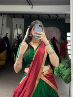 Lorenvalley Fashion Green Narayan Pet Silk Zari Weaving Work Lehenga Choli with Dupatta | Grocsy