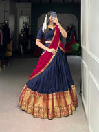 Lorenvalley Fashion Navyblue Narayan Pet Silk Zari Weaving Work Lehenga Choli with Dupatta | Grocsy
