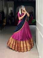 Lorenvalley Fashion Pink Narayan Pet Silk Zari Weaving Work Lehenga Choli with Dupatta | Grocsy