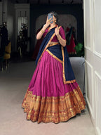 Lorenvalley Fashion Pink Narayan Pet Silk Zari Weaving Work Lehenga Choli with Dupatta | Grocsy