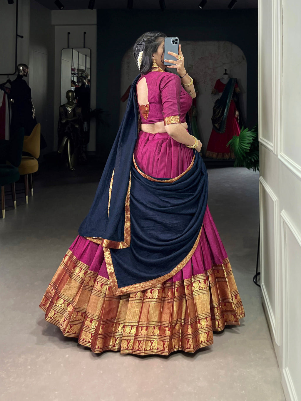 Lorenvalley Fashion Pink Narayan Pet Silk Zari Weaving Work Lehenga Choli with Dupatta | Grocsy