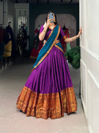Lorenvalley Fashion Purple Narayan Pet Silk Zari Weaving Work Lehenga Choli with Dupatta | Grocsy
