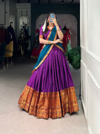 Lorenvalley Fashion Purple Narayan Pet Silk Zari Weaving Work Lehenga Choli with Dupatta | Grocsy