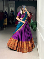 Lorenvalley Fashion Purple Narayan Pet Silk Zari Weaving Work Lehenga Choli with Dupatta | Grocsy