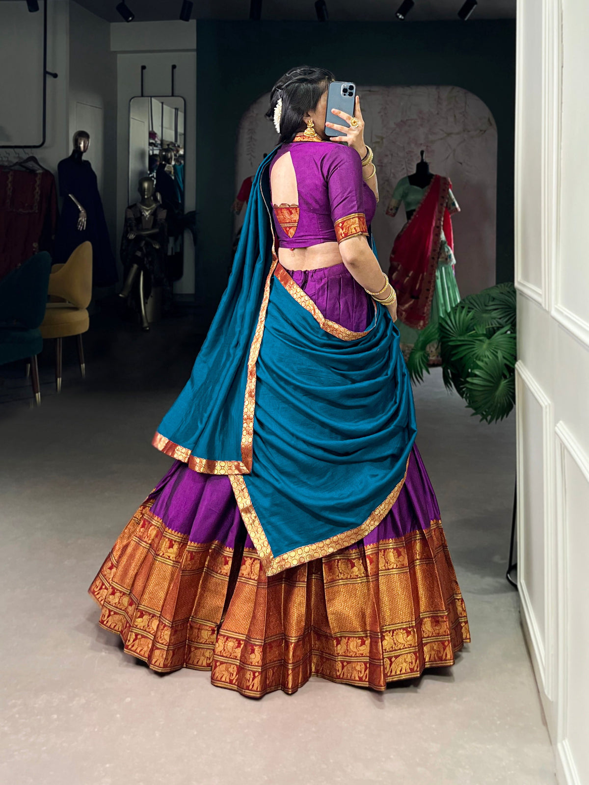 Lorenvalley Fashion Purple Narayan Pet Silk Zari Weaving Work Lehenga Choli with Dupatta | Grocsy