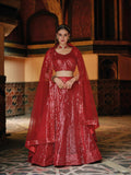 Anaita Red Net Lehenga Choli With Embroidery & Sequence Work | Grocsy