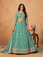 Anaita Sky Blue Organza Lehenga Choli With Heavy Embroidery Work | Grocsy