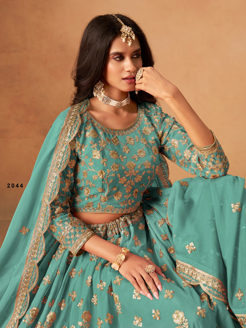 Anaita Sky Blue Organza Lehenga Choli With Heavy Embroidery Work | Grocsy