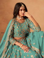Anaita Sky Blue Organza Lehenga Choli With Heavy Embroidery Work | Grocsy