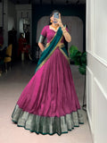 Lorenvalley Fashion Pink Dola Chex with Zari Weaving Work Lehenga Choli with Dupatta | Grocsy