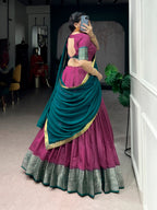 Lorenvalley Fashion Pink Dola Chex with Zari Weaving Work Lehenga Choli with Dupatta | Grocsy