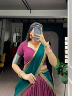 Lorenvalley Fashion Pink Dola Chex with Zari Weaving Work Lehenga Choli with Dupatta | Grocsy
