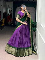 Lorenvalley Fashion Purple Dola Chex with Zari Weaving Work Lehenga Choli with Dupatta | Grocsy