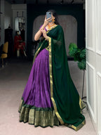 Lorenvalley Fashion Purple Dola Chex with Zari Weaving Work Lehenga Choli with Dupatta | Grocsy