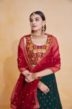 Green Georgette Sequence Embroidery Work Lehenga Choli - Jihu Culture | Grocsy