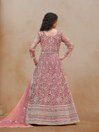 Anaita Pink Embroidered Net Anarkali Suit | Grocsy