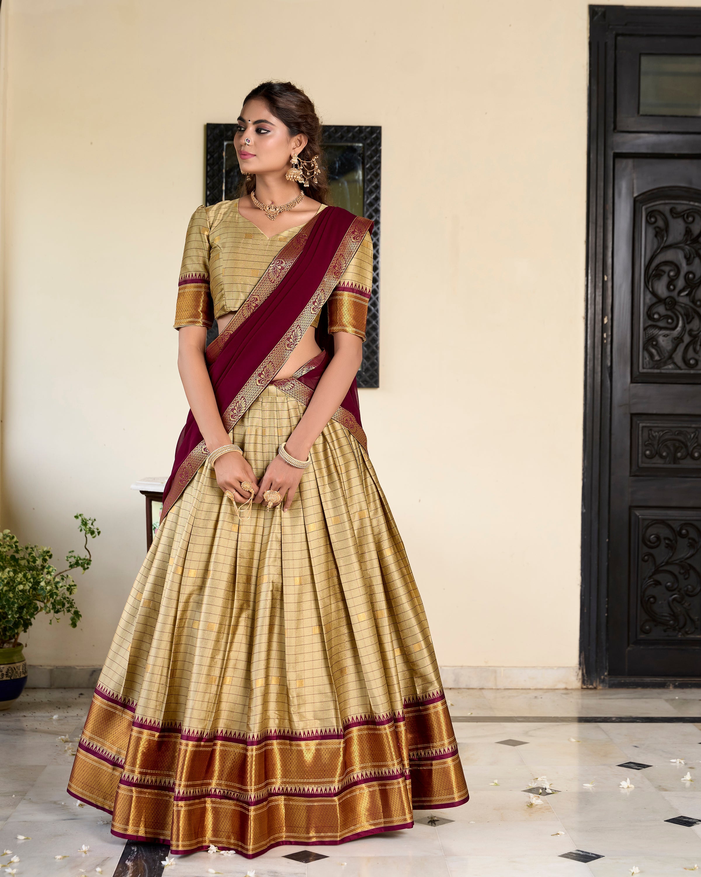 Lorenvalley Chiku Cotton Silk Weaving Work With Paithani Concept Lehenga Choli | Grocsy