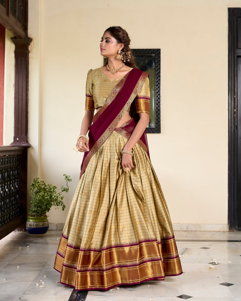 Lorenvalley Chiku Cotton Silk Weaving Work With Paithani Concept Lehenga Choli | Grocsy