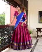 Lorenvalley Pink Cotton Silk Weaving Work With Paithani Concept Lehenga Choli | Grocsy