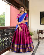 Lorenvalley Pink Cotton Silk Weaving Work With Paithani Concept Lehenga Choli | Grocsy