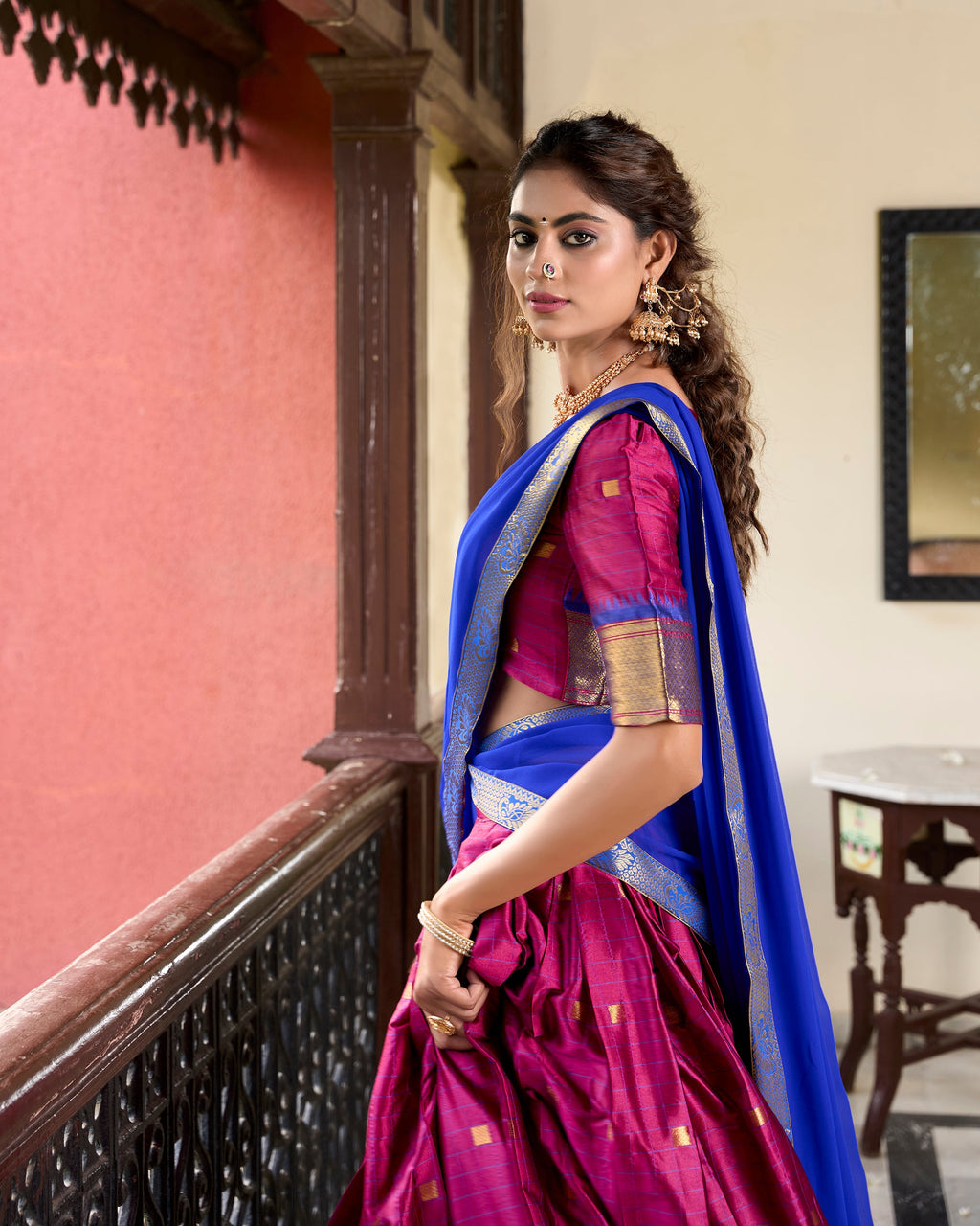 Lorenvalley Pink Cotton Silk Weaving Work With Paithani Concept Lehenga Choli | Grocsy