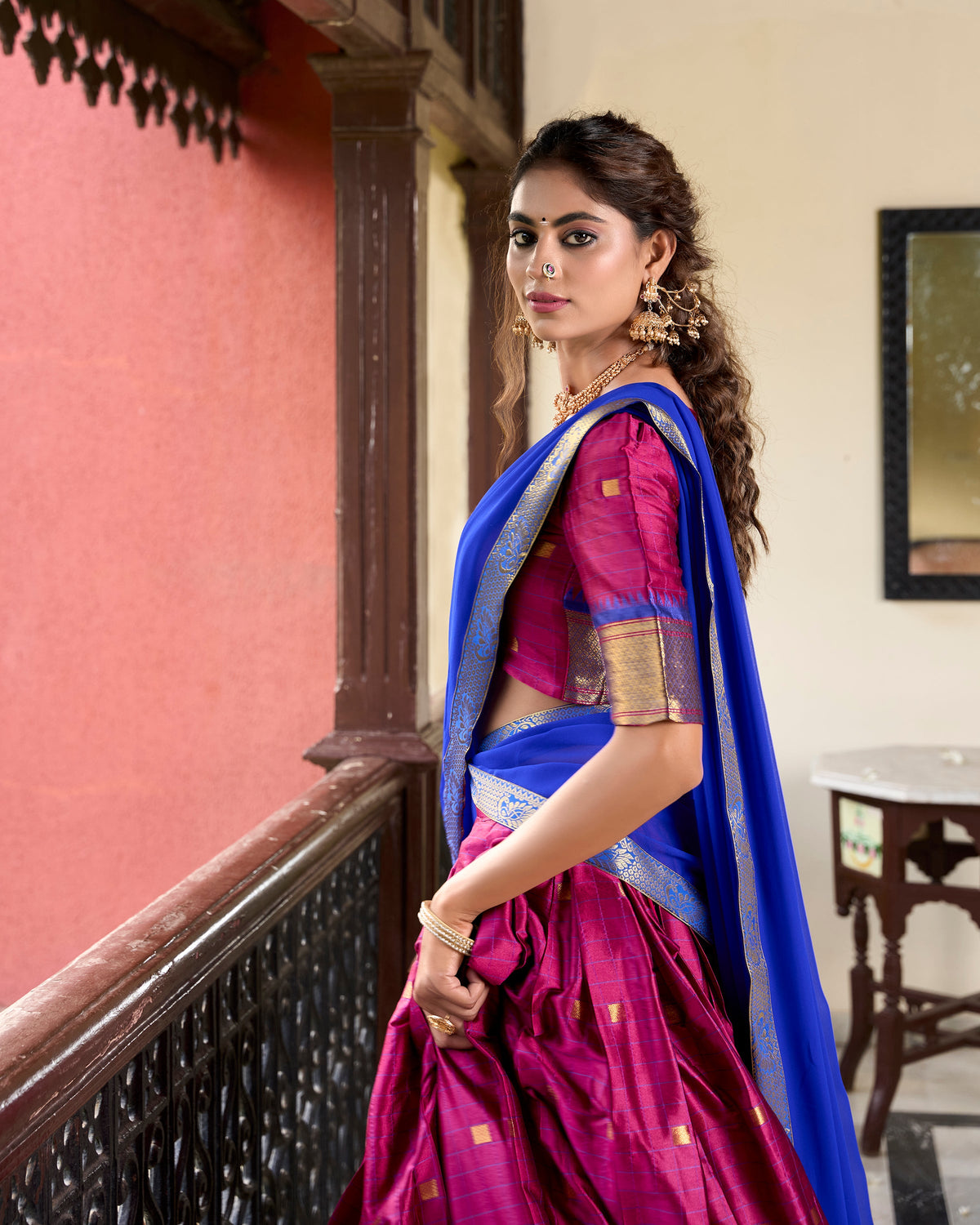 Lorenvalley Pink Cotton Silk Weaving Work With Paithani Concept Lehenga Choli | Grocsy
