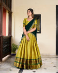 Lorenvalley Green Cotton Silk Weaving Work With Paithani Concept Lehenga Choli | Grocsy