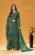 Anaita D Green Faux Georgette Plazzo Suit With Embroidery & Sequins Work | Grocsy