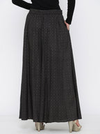 Juniper Women Black Rayon Printed Flared Palazzo | Grocsy