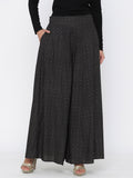 Juniper Women Black Rayon Printed Flared Palazzo | Grocsy