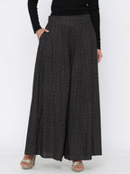 Juniper Women Black Rayon Printed Flared Palazzo | Grocsy