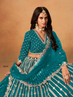 Anaita Teal Green Art Silk Lehenga Choli With Embroidery Work | Grocsy