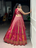 Lorenvalley Fashion Pink Silk Zari Weaving Work Lehenga Choli with Dupatta | Grocsy