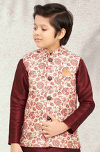 Raivat Ethnic Banarasi Silk Digital Printed Kurta Pajama With Jacket In Cream Colour | Grocsy