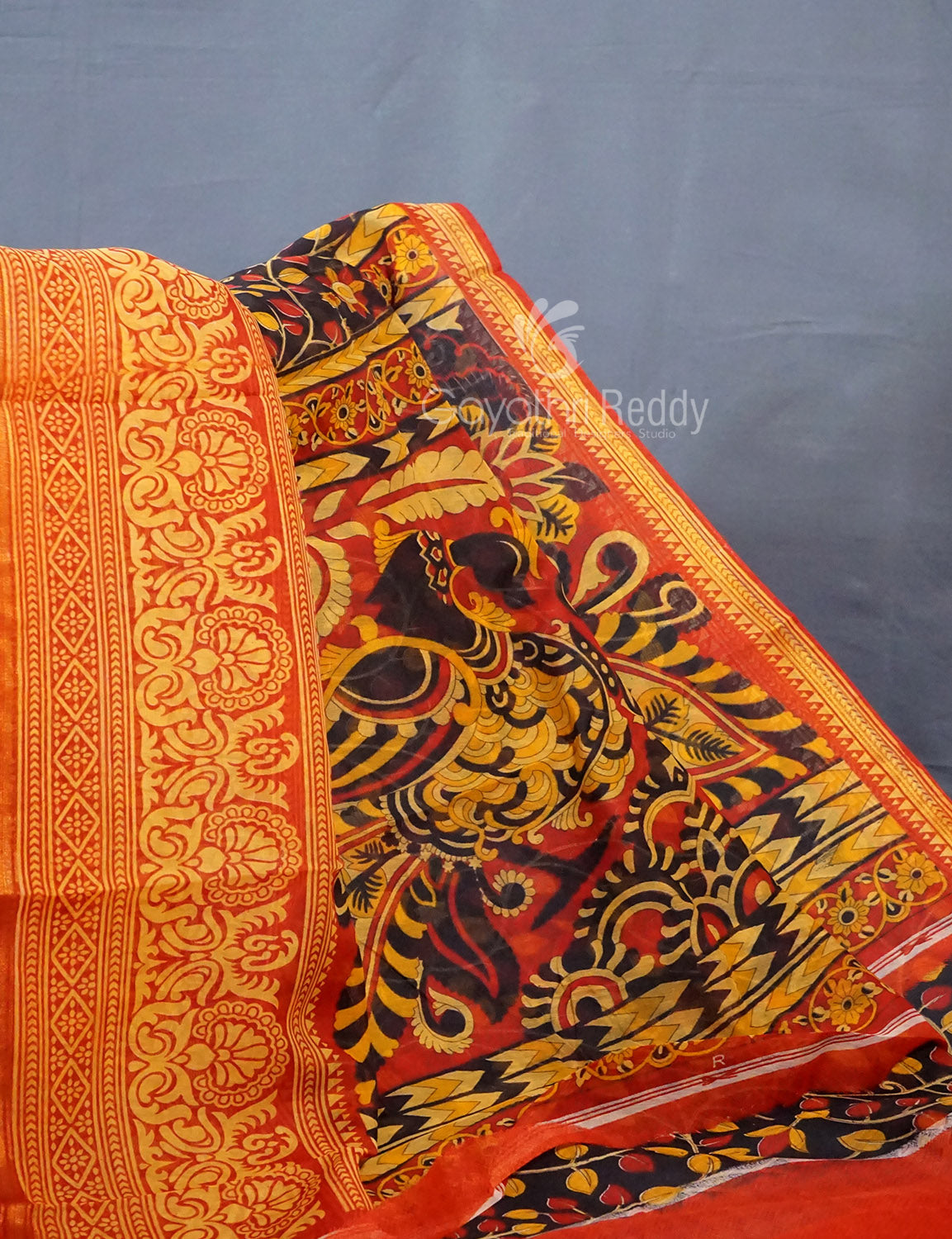 Shades of Black Colour Printed Semi Chanderi Saree By Gayathri Reddy Designer Studio | Grocsy
