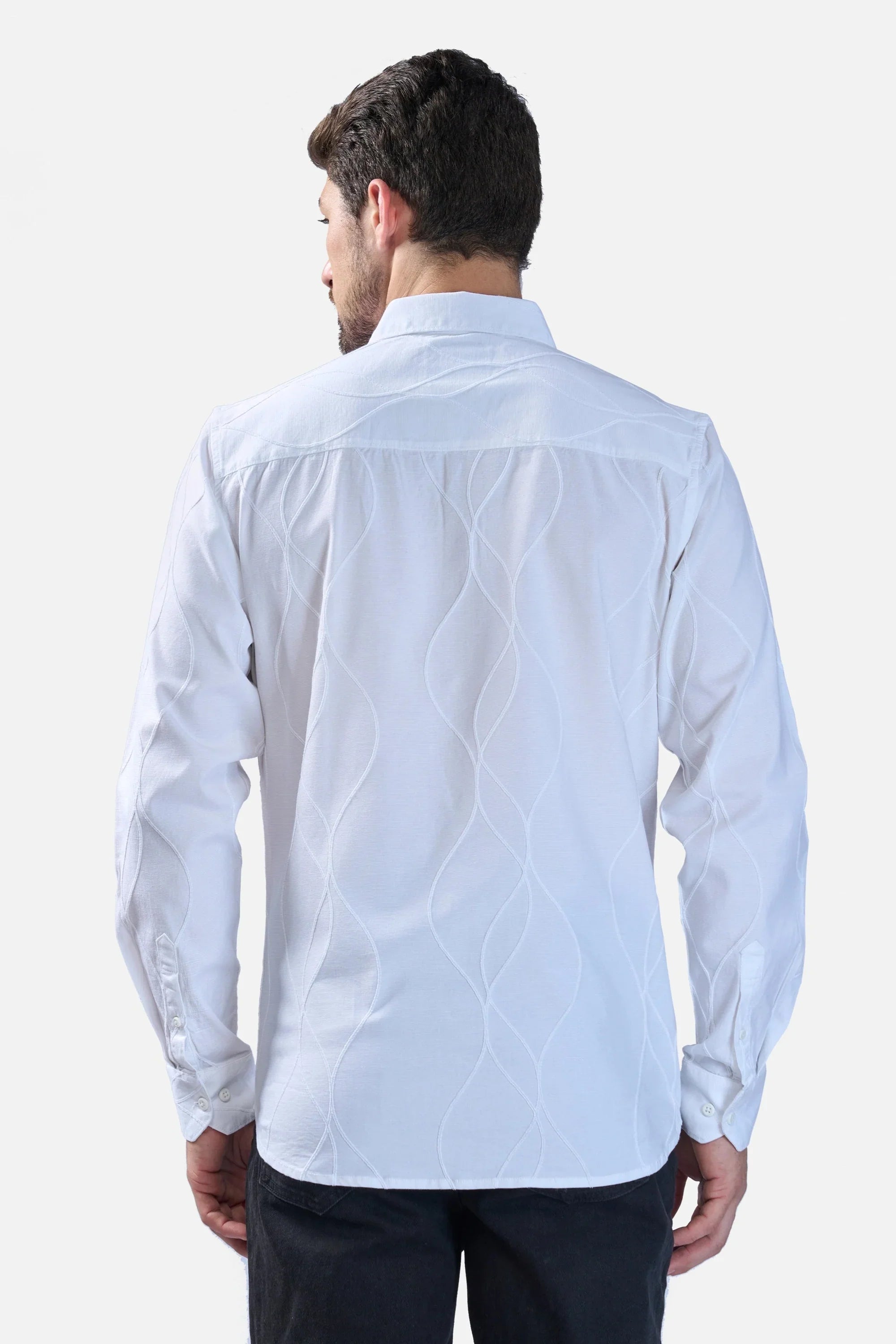 Xkind White Embroidery Full Sleeve Shirt | Grocsy