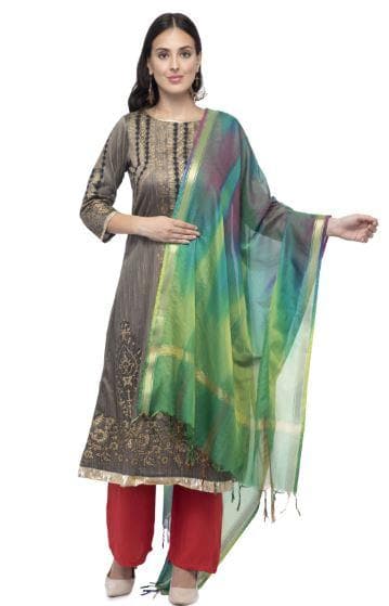 A R Silk Women's Soft Silk Multi Dye Multi Rainbow Regular Dupatta | Grocsy