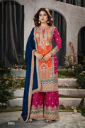 Anaita Orange And Pink Embroidered Viscose Chinon Salwar Suit | Grocsy