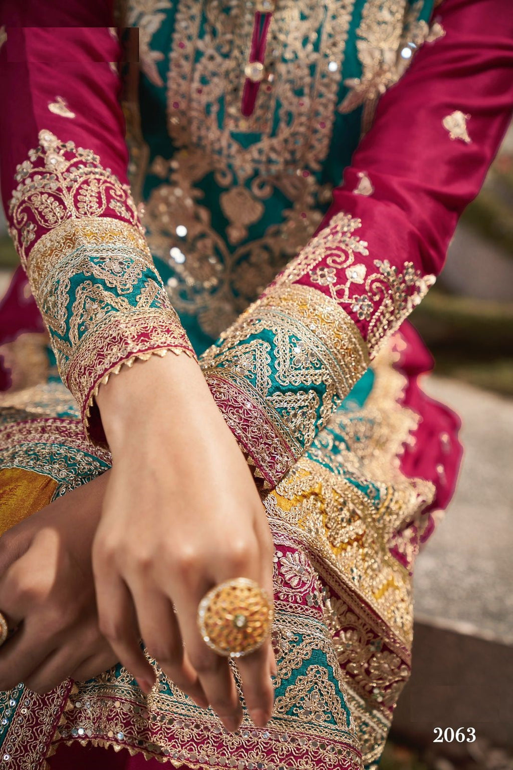 Anaita Teal And Maroon Embroidered Viscose Chinon Salwar Suit | Grocsy