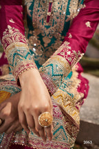 Anaita Teal And Maroon Embroidered Viscose Chinon Salwar Suit | Grocsy