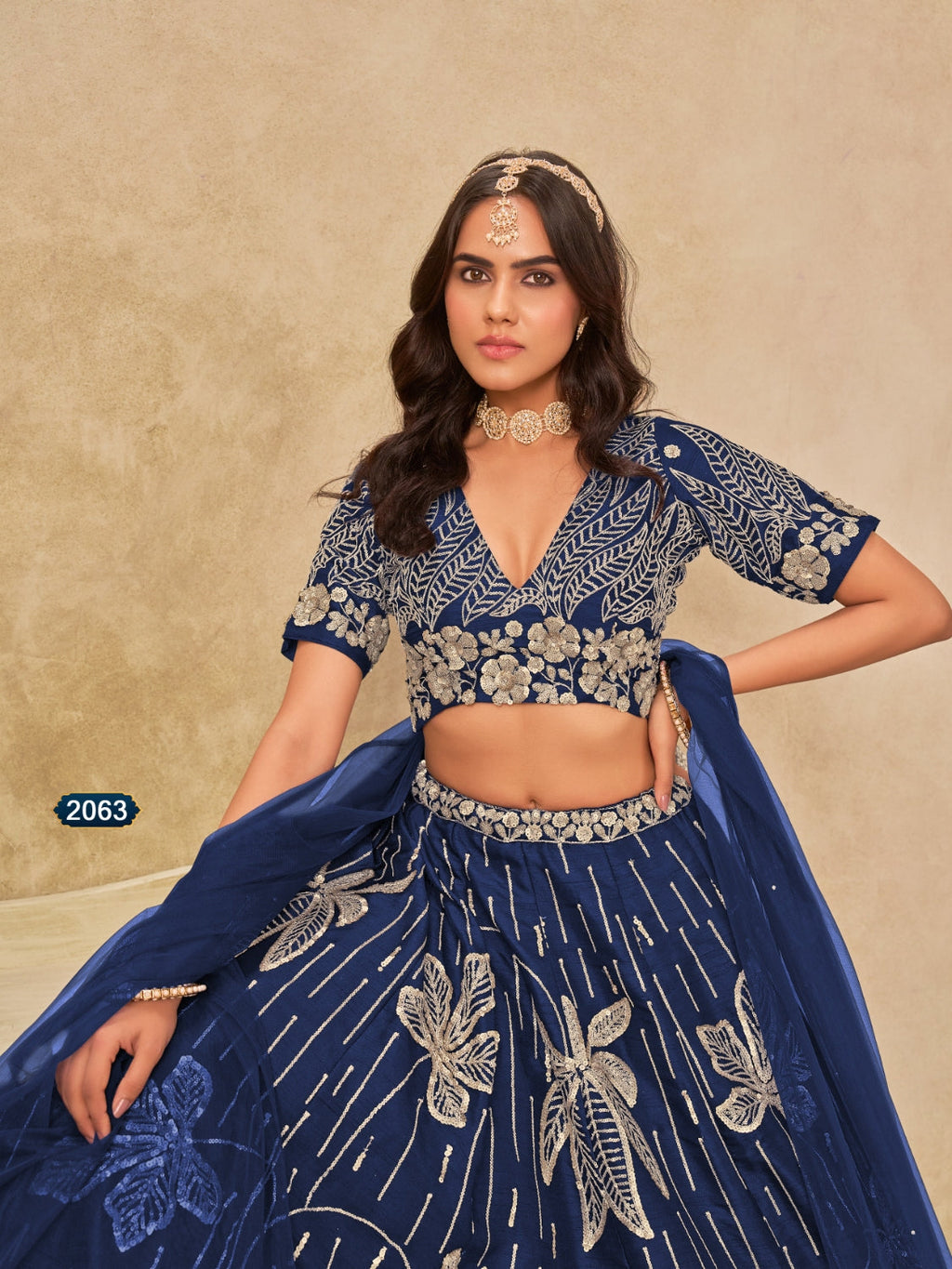 Anaita Navy Blue Heavy Art Silk Lehenga Choli With Embroidery Work | Grocsy