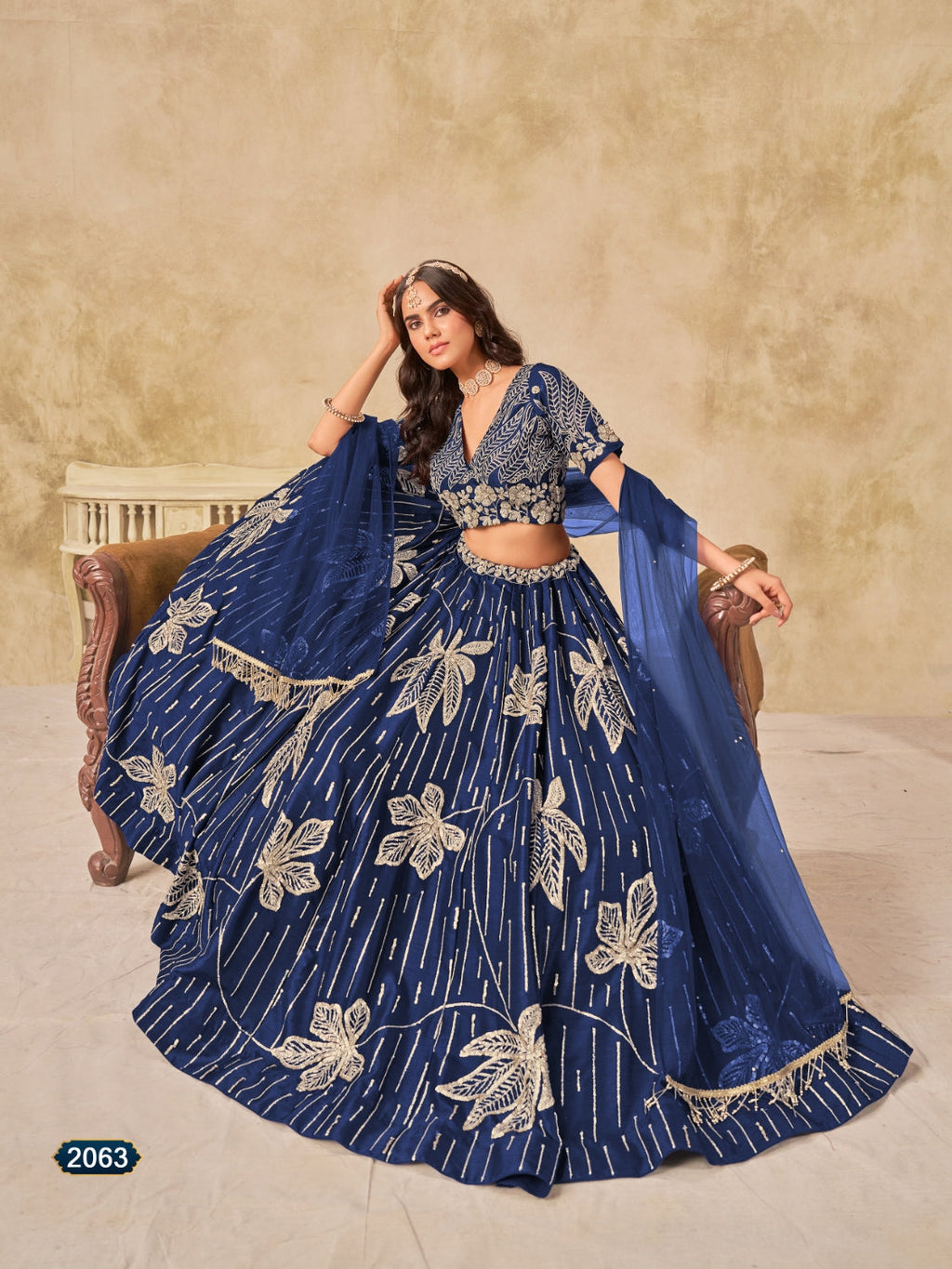 Anaita Navy Blue Heavy Art Silk Lehenga Choli With Embroidery Work | Grocsy