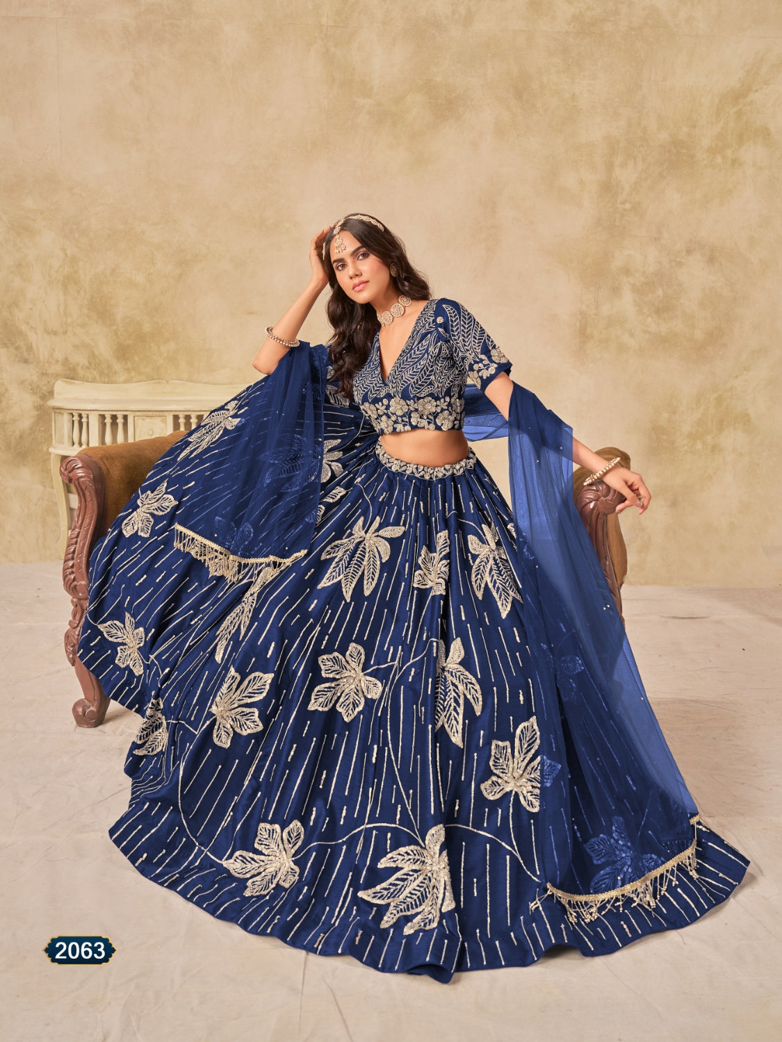 Anaita Navy Blue Heavy Art Silk Lehenga Choli With Embroidery Work | Grocsy