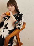 Indo Era Black Floral Printed V-Neck Sequinned A-Line Kurta With Salwar | Grocsy