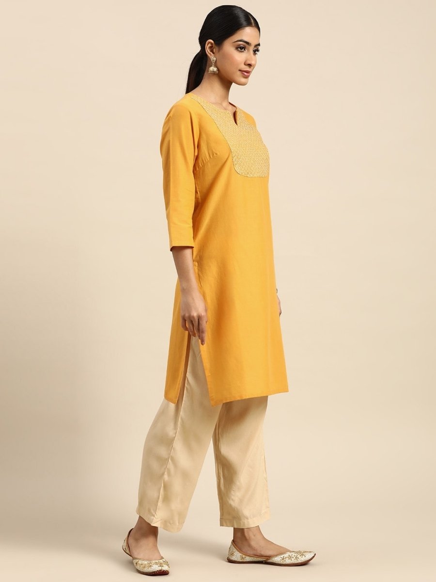 All About You Women Yoke Zari Detail Kurta | Grocsy