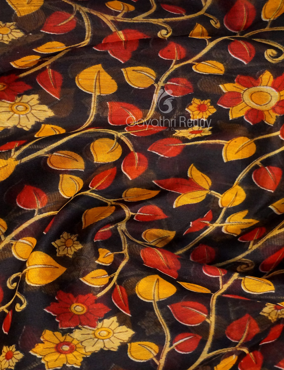 Shades of Black Colour Printed Semi Chanderi Saree By Gayathri Reddy Designer Studio | Grocsy