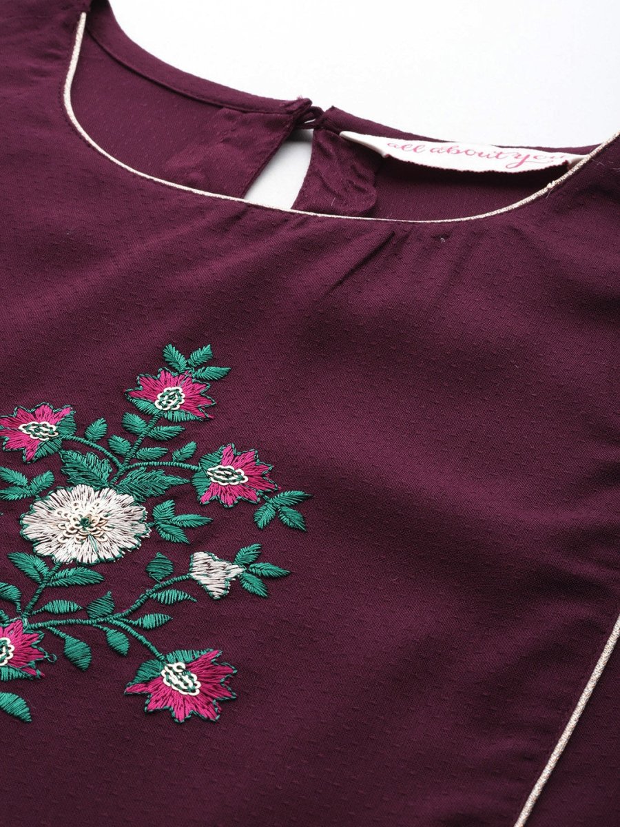 All About You Women Floral Embroidered Kurta | Grocsy
